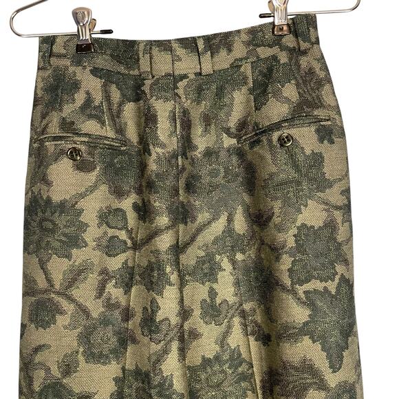 Bernard Zins Paris Vintage Floral Wool Lined Trousers Green Women's Size 2P - Picture 4 of 9
